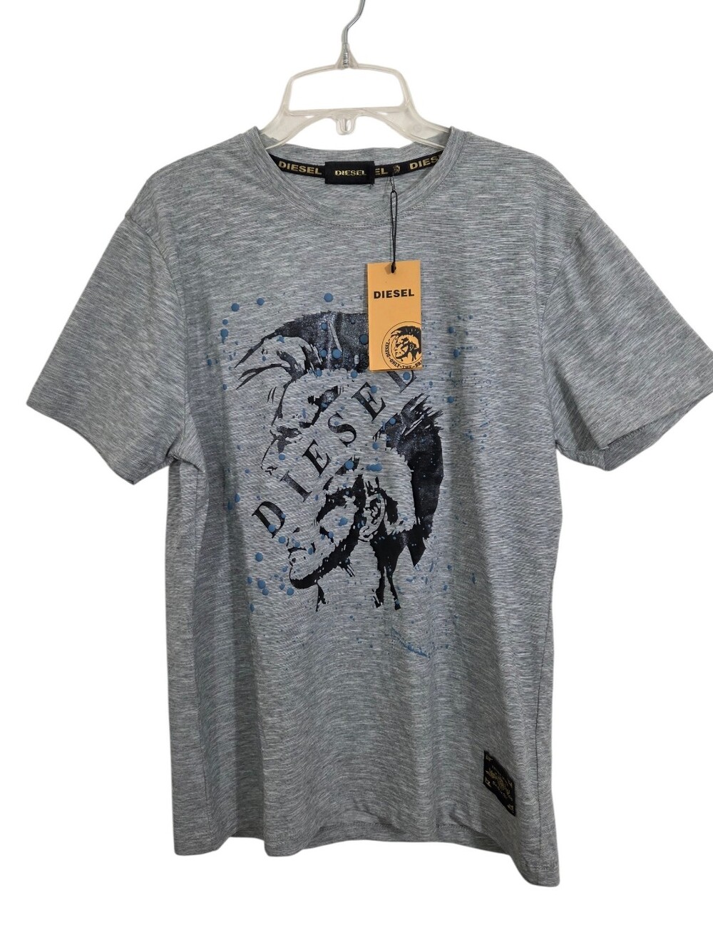 NWT Diesel Men's Y2K Retro Logo Spell Out Tee Grey Size Large